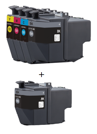 Brother LC3217 Compatible Inks full Set of 4 + EXTRA BLACK (2 x Black,1 x Cyan,Magenta,Yellow)
